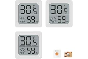 KSYWYDU 3 Pcs Room Thermometer Hygrometer, Digital Humidity Gauge Indoor LCD Digital, Mini Temperature Humidity Monitor Meter, Humidity Sensor with Indicators for House Greenhouse Office Home Garden Cellar