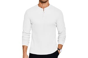 COOFANDY långärmad tröja herr långärmad Henley basic t-shirt långärmad tröja knappslå