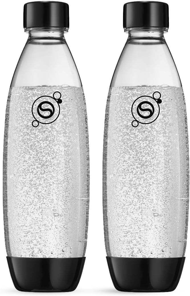 Sodastream - 2x 1L Fuse Bouteille, Compatible Lave-Vaisselle, Noire | Sodastream Fuse Lot de 2 Bouteilles Réutilisables 1L Sans BPA | Lavables au Lave-Vaisselle | Noires