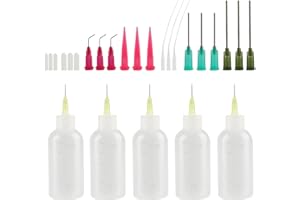 TOMOYUKI 5 Pcs Needle Bottle Applicators, 30ml Needle Tip Applicator Bottles, Precision Needles Tip Glue Bottle, Glue Applicator Bottles with 17 Dispensing Needles & Caps for DIY Craft Oil Acrylic Paint