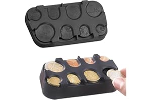 PCSFOE Kleingeld Aufbewahrung,2 Stück Münzbox,Münzen Box,Münzspender Sortierer,Münzen Aufbewahrung mit Schnell-Fixierung,Münzsortierer für Coin Holder,Kleingeld,Münzhalter Münzsammler(Schwarz,8 Fächer)