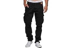 Indicode Hombres William Cargo Pants | Pantalón de algodón con 7 Bolsillos Incluido cinturón