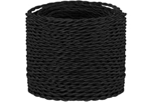 Helunsi 10M / 32.8FT Black Braided Flex Cable, Vintage Twisted Fabric Electrical Wire for DIY Lamps, Industrial Pendant Lights, Lighting Appliances