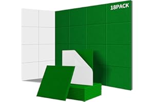 Sonuvia Lot de 18 panneaux acoustiques carrés autocollants I Isolation phonique efficace haute densité (230kg/m³) NRC 0.95 – Parfaits pour murs et portes, salle de jeux, Vert émeraude