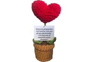 INFINITLIVING Regalos Originales Corazón de Ganchillo hecho a mano - Mensaje Motivacional – Incluye Bolsita para Regalo – Día de la Madre -Cumpleaños, Aniversario, Detalle Especial Pareja, amiga/amigo.