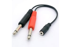 TOMOST CentBest 3.5mm (Mini) 1/8" TRS Femmina Stereo a 2 Doppio 1/4" 6.35mm Mono TS Y Maschio Splitter Cable Adattatore Audio Convertitore Stereo Guitar Amp 20cm/8inch