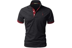 GNRSPTY Men's Short-Sleeved Polo Shirt, Giraffe Embroidery, Plain T-Shirt, M-3XL