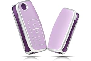 OFFCURVE Funda Llaves Coche Carcasa Llave, Funda Mando Coche Carcasa Mando 3 Botones Apta para Ford Focus Mondeo Galaxy Fiesta Kuga Mustang Edge Fusion Escape Explorer Ecosport Taurus C-MAX S-MAX MK4