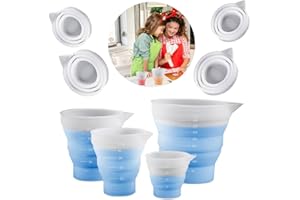 Koonafy 4 PCS Tasses à Mesurer Silicone,Mesurer Gradué pour Résine,Verre Doseur Kit en Silicone,50/100/250/500ml Gobelet Doseur Transparent avec Couvercle,pour Bricolage Main,Laboratoire, Cuisine
