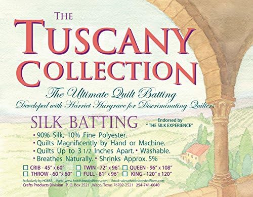 Tuscany Hobbs Ts60 Throw Batting Silk Polyester Blend, Natural, 60 x 60-Inch