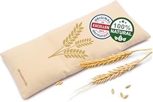 Dreamway - Cojín térmico microondas con trigo 53x20 cm - Alternativa a la bolsa de agua - Almohadilla térmica con funda 100 % algodón lavable - Alivia dolores musculares y articulares