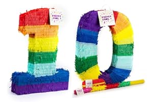 Trendario Pinata Zahl 10 - Mehrfarbig - ungefüllt - Ideal zum Befüllen mit Süßigkeiten und Geschenken - Piñata für Geburtstag Spiel, Geschenkidee, Party, Feier, Überraschung, Kindergeburtstag