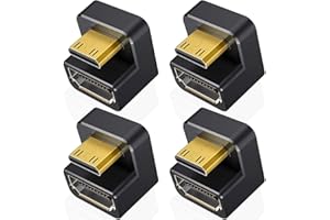 Xiatiaosann Adapter Mini HDMI na HDMI 8K w kształcie litery U, adapter mini HDMI męski na HDMI kątowy 180 stopni, 48 Gb/s adapter (zestaw 4 szt., kąt do góry)