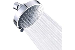 Goldmiky Wassersparende Kopfbrause, Chrom Hochdruck-verstellbar, Regen-Duschkopf, Wandmontage, Luftblasen-Druck, 5 Einstellungen,2,5 GPM,10, Zoll