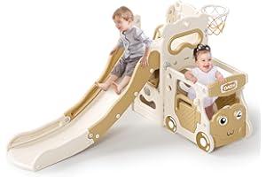 CUPCHID Garden Slide With Water Feature For Children,Kids Slide,Easy Set Up Playset for Indoor Outdoor Backyard, Easy to Store, Safe Toy for Toddler,Kids (car head)