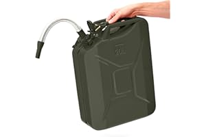 BW® Jerrican en métal de 20 litres avec bec verseur - Vert bronze - RAL 6031-F9 - Certifié TÜV et homologation ONU - Fabriqué en Europe