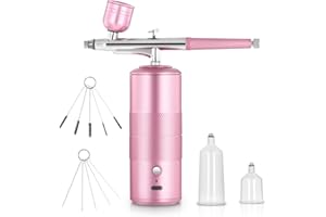 Aofesel Pistolet aérographe portable rechargeable avec compresseur, parfait pour le maquillage, les graffitis, les tatouages, les ongles, la peinture du visage, la peinture d'art, la décoration de