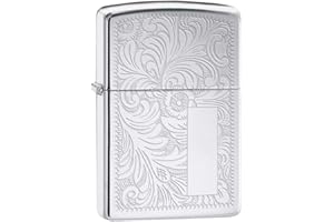 Zippo Briquet tempête – Modèle Vénitien – Chrome Poli Brillant – Ornementation Brillante – Rechargeable – Réutilisable – Design Coupe-Vent – Boîte Cadeau – Fabriqué aux États-Unis