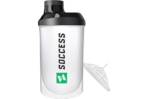 SOCCESS Fitness Shaker 500ml – Eiweiß Shake Mixer & Sport Flasche – BPA-Frei, Gym & Smoothie ideal für Proteinshake (Weiss)