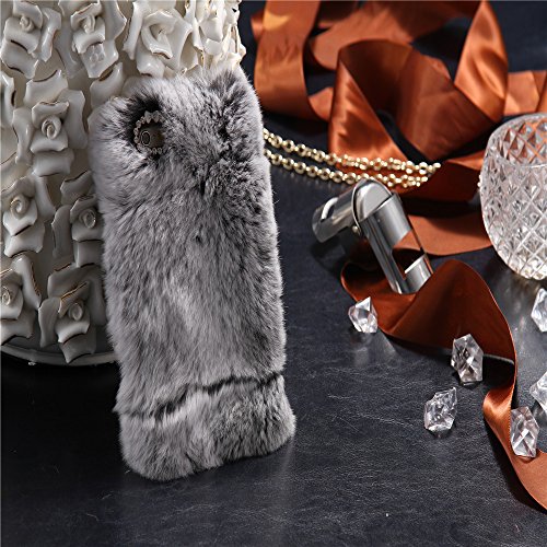 iPhone 5S/SE Case, FLOVEME [Imitation Rabbit Hair ] [Washable] [Adorable Case] [Ultra Soft ] Fluffy Villi Faux Fur Plush Protective Phone Cover,Cute Case for iPhone 5S/SE - grey