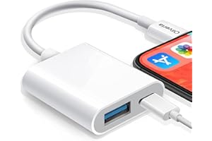 Adapter USB Oliveria do aparatu iPhone iPad, gniazdo OTG, kompatybilny z iPhone i iPad, równoczesne ładowanie i odczyt kart, Plug and Play, przenośny