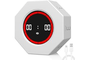 Dealswin Minuteur Visuel Rechargeable,Timer de Retournement par Gravité, Pomodoro Timer Compte à Rebours de Réglage du Volume,Minuterie à Utiliser Lors de l'apprentissage, Fitness, Cuisine (Blanc)