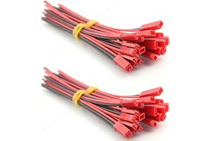 ZHOFONET 2Pin JST Stecker, 20AWG Micro LED Stecker,Stecker-Buchsen Adapter mit 10cm elektrischem Kabel für LED-Streifen,RC-Batterie,Kompatibel mit JST PH,20 Paar
