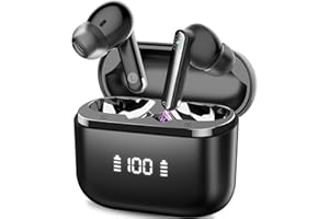 Aptkdoe Auriculares Inalambricos, Auriculares Bluetooth 5.3 Graves Profundos con HD Mic, 48H de Reproducción Cascos Inalambricos Bluetooth con Pantalla LED, IPX7 Impermeable, Control Táctil Negro 2024