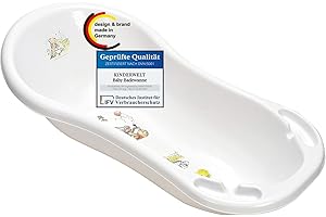 KINDERWELT Baignoire Bébé XXL 100 cm avec Bouchon Disney Winnie L'Ourson Blanc Perle Baignoire Bébé