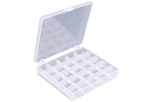 KUESN 25 Slots Empty Bobbins Spools Box Organizer Sewing Craft Plastic Case Storage Box Container for Sewing Machine Bobbins