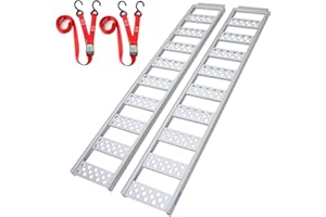 LIEKUMM 2PCS Motorcycle Ramp, 195.5 cm Aluminum Motorbike Ramp, 680 kg Capacity Heavy Duty Van Ramps, Loading Ramps for Dirt Bikes, E-bikes, ATVs, UTVs, Lawnmowers with Safety Straps