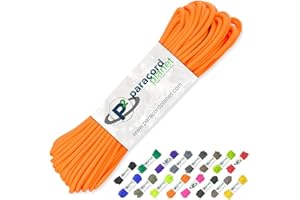 PARACORD PLANET Cuerda de paracaídas 550 tipo III de 7 hebras, 100 pies, color naranja neón