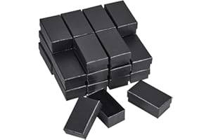 BENECREAT 24 Piezas Caja Negra de Cartón Craft con Textura Caja de Papel Craft de Regalo 7x4x3cm Envase Superior de Aretes, Collar, Anillo para Navidad, Cumpleaños, Fiesta