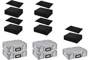 PROREGAL SuperSparSet 5x Eurobox NextGen Portable mit Rasterschaumstoff & Schaumstoffeinlage | HxBxT 13,5x30x40cm | 11 Liter | Eurobehälter, Transportbox, Transportbehälter, Stapelbehälter