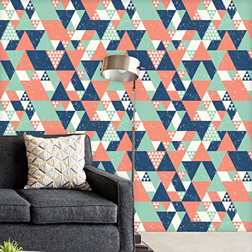 ArtzFolio Colorful Triangles D1 | Peel & Stick Vinyl Wallpaper Roll | Non-PVC Self-Adhesive | Eco-Friendly, Water-Repellent, Scratch-Resistant | 20 x 108 inch; Area Coverage 15 sq.ft.