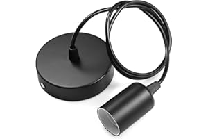 Tsling Metall Lampenaufhängung E27 Schwarz,Vintage Deckenleuchte Lampenfassung mit höhenverstellbarem Kabel 100cm,Esszimmer Pendelleuchte DIY Wand Deckenleuchte,für Schlafzimmer, Küche,Wohnzimmer