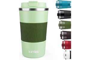 KETIEE Kubek Termiczny,510ml Kubek Podróżny ze Stali Nierdzewnej,Kubek do Kawy Wielokrotnego Użytku,Filiżanka kawy z Podwójnymi Ściankami,Podróżny Kubek Samochodowy Kubek Podróżny do Kawy,Zielony