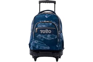 TOTTO - Mochila Escolar con Ruedas, Modelo Renglones, Capacidad 26,21 Litros, Bolsillo para PC 14", Bolsillo para Botella, Correas en S para Mayor Comodidad, Resistente