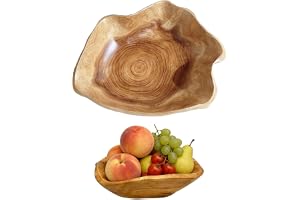 yqdnboi Träskål, fruktkorg, fruktskål trä, salladsskål, dekorativ skål, stor träskål, lämplig för frukt (25–29 cm)