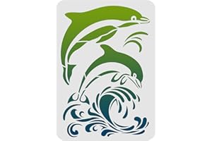 FINGERINSPIRE Delfin-Schablone 29,7 x 21 cm Delfin-Wandschablone Meer Ozeankreaturen Schablonen DIY Craft Sea Animal Schablone zum Malen auf Holzfliesen Papier Stoffboden