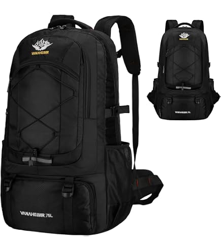 Zaino Da Trekking Kabxhueo 80L-90L Impermeabile - Per Escursionismo, Campeggio, Montagna, Con Copertura Antipioggia, Colore Rosso