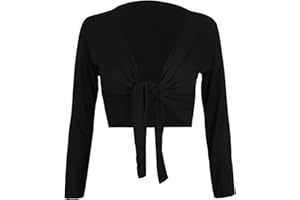 PURPLE HANGER Womens Long Full Sleeves Ladies Stretch Bolero Cropped Cardigan Front Tie Knot Shrug Top