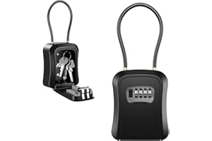 Ankilo Cassaforte per Chiavi, Cassetta Portachiavi con 4 Cifre, da Appendere e a Parete, Cassetta di sicurezza portatile, Nero