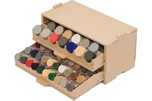 Bucasso Organizzatore di scaffali per vernici per modelli in plastica, scaffale per 50 vernici, strumenti per modelli, adatto per vernici Tamiya/Mr.Hobby da 10 ml e set di vernici in miniatura GK8