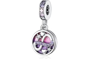 Annmors Charme Love You & Mom Argent Sterling 925 Femmes Perles Charm Pendentif Breloque avec 5A Zircone Compatible pour Européen Bracelets Collier,Halloween Christmas Gifts for Family/Lover/Friends