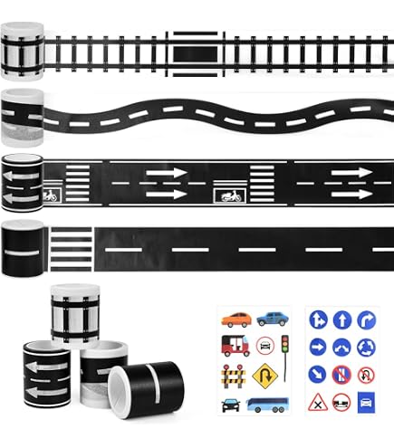 KAILIKETIY Ruban Adhésif Routier Pour Circuits De Voitures – Jeu Créatif Pour Enfants – Réutilisable
