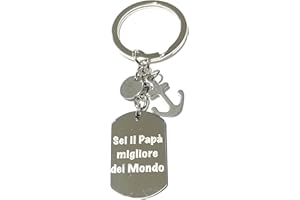 MODA MavillA porta chiave Papà acciaio con ancora regalo festa