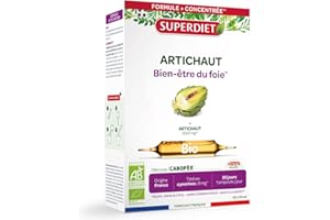 SuperDiet Artichaut Bien être du foie 20 ampoules de 15ml soit 300ml (Produit certifié bio)