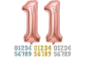 Ponmoo Luftballons Zahlen 11 Rosegold, Riesen Nummer 0 1 2 3 4 5 6 7 8 9 10-19 20-29 30-39 40 50 60 70 80 90 100, groß Folienballons für Hochzeit Jubiläum, Geburtstagsballons Party Dekoration