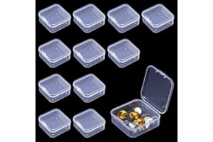 Rebanky 12 sztuk pudełek do przechowywania, małe, przezroczyste, plastikowe, przezroczyste, małe plastikowe pudełka, mini pudełko do przechowywania pereł, biżuterii, małych części (55 x 55 x 20 mm)